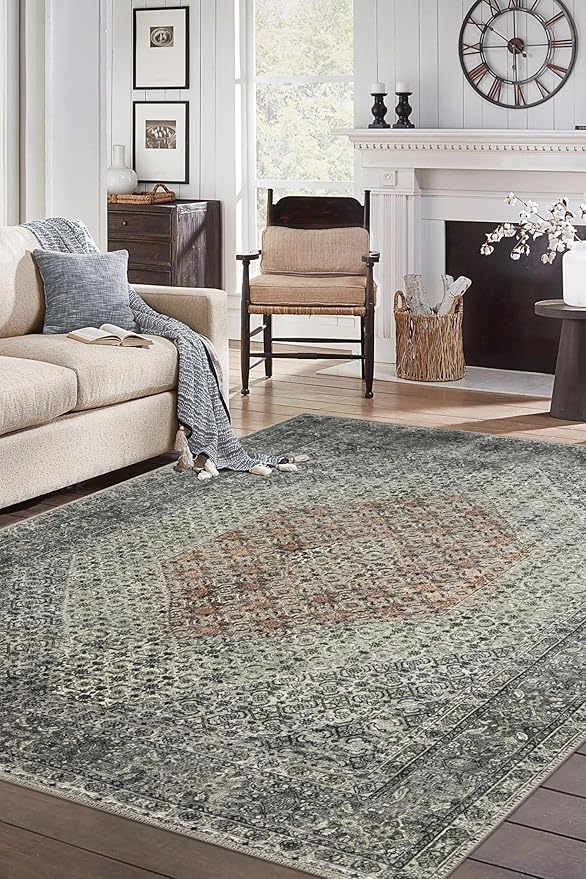 Keen Home Design 3x5 Rug - Machine Washable Entry Rug with Non-Slip Backing, Ideal for Enteryway, Kitchen, Bathroom, Laundry Room - Vintage, Easy Clean, Durable, Low Pile - (3' x 5')