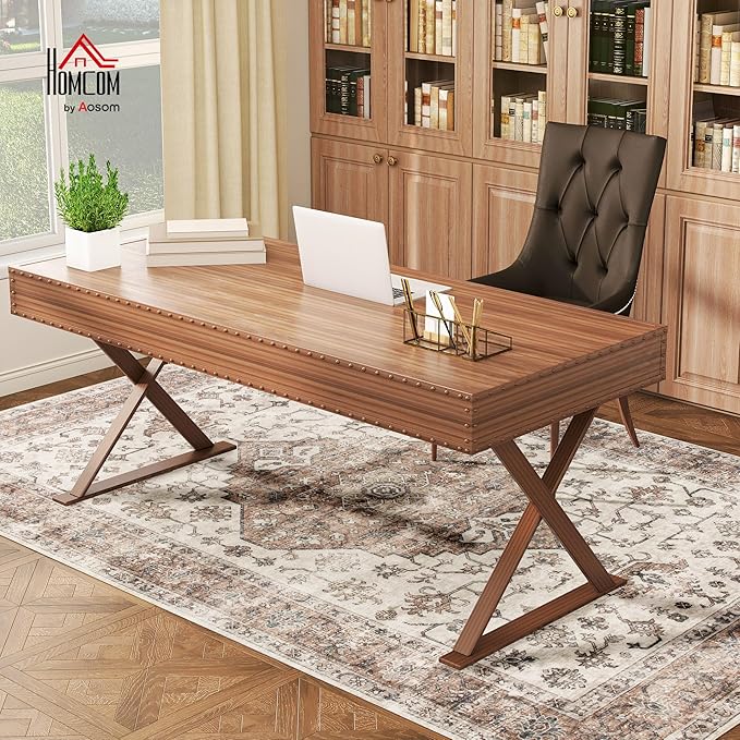 HOMCOM Washable Area Rug, 4'x6' Vintage Indoor Distressed Carpet, Retro Floor Cover Foldable, Floral Print Mat for Living Room, Bedroom, Dining Room, Tan