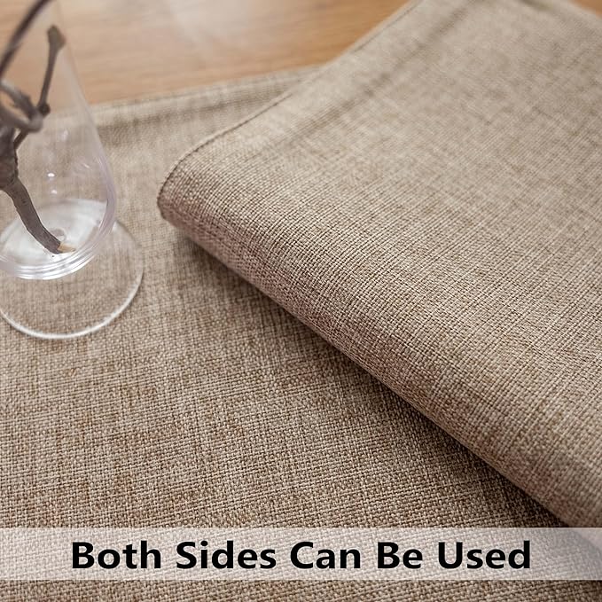 Demetex Linen Placemats Set of 6 Heat Resistant Wipeable Cloth Table Place Mats for Dining Table Indoor Restaurants, 13 x 19 inches, Linen