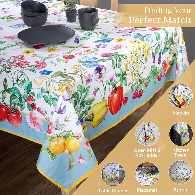 Maison d' Hermine Table Cloth Square Table 100% Cotton 54 x 54 Inches Tablecloth Reusable Decorative for Dining Room Farmhouse Home Valentines Day Decorations Spring Summer - Giverny