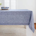 Solino Home Linen Cloth Tablecloth 52 x 52 Inch - 100% Pure Linen Chambray Indigo Square Tablecloth - Athena, Machine Washable Table Throw for Spring, Easter