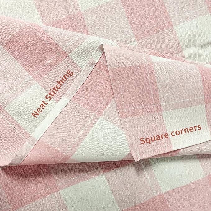 BALCONY & FALCON Rectangle Gingham Table Cloth – Water-Resistant Cotton Blend Washable Checkered Tablecloth for Valentine，Outdoor Picnic, Camping, Kitchen, Party Decor (Pink White, 55x95 Inch)