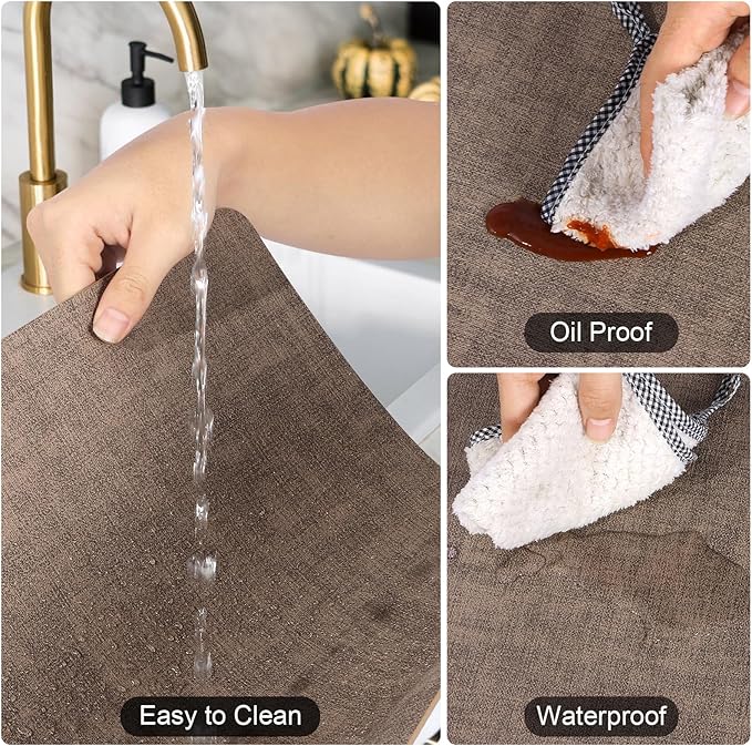 Faux Leather Placemats Set of 6, Heat Resistant Wipeable Washable Vinyl Place Mats, Waterproof Anti-Slip Dining Table Mats, Suitable for Indoor & Outdoor Use (Coffee)