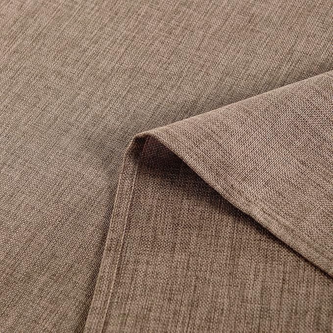Hiasan Faux Linen Rectangle Tablecloth - Wrinkle and Stain Resistant Washable Table Cloth for Kitchen Dining Room Holiday Table Cover for Dinner, Khaki, 70 x 120 Inch