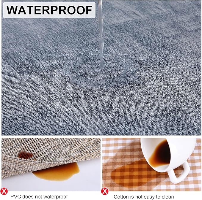 homing Faux Leather Heat Resistant Placemats 4 Packs, Waterproof Wipeable Dining PU Place Mats for Indoor & Outdoor, Easy to Clean, Denim Blue