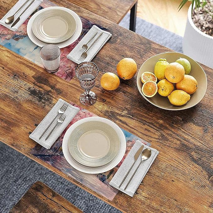 Mexican Placemats for Dining Table Set of 6,Ethnic Stripes Rainbow Place Mats for Home Party Kitchen Holiday Rustic Washable Heat Resistant Table Mats 12 x 18 Inch