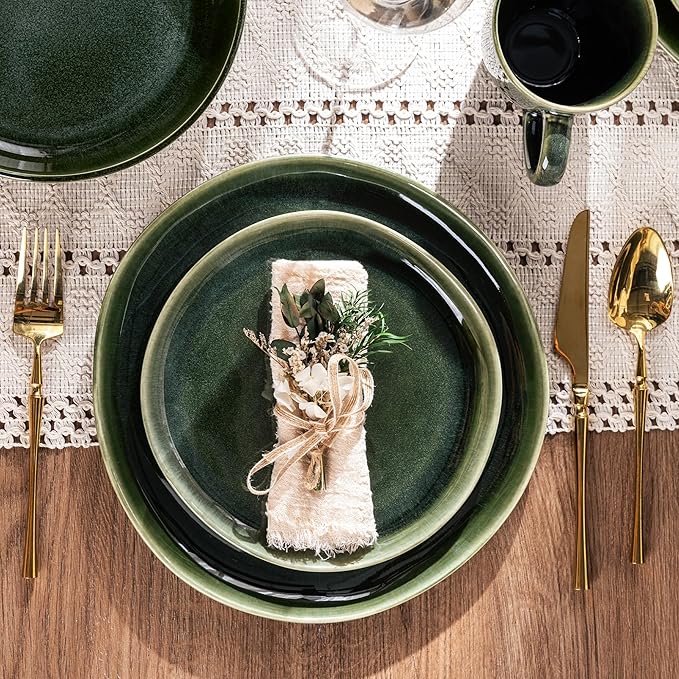 AmorArc Ceramic Plates Set of 6,8.5 Inch Handmade Reactive Glaze Stoneware Plates set for Dessert,Salad,Appetizer,Small Dinner Plates,Microwave & Dishwasher Safe,Scratch Resistant
