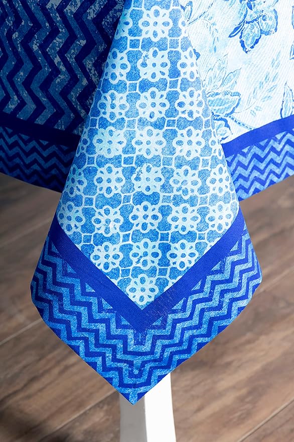 Maison d' Hermine Table Cloth Square Table 100% Cotton 60 x 60 Inches Tablecloth Reusable Decorative for Dining Room Farmhouse Home Valentines Day Decorations Spring Summer - Indigo Love