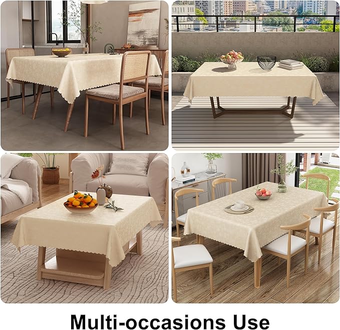 Smiry Rectangle Table Cloth, Waterproof Heavy Duty Vinyl Tablecloths, Wipeable Washable Table Cover for Kitchen and Dining Room (Beige, 54" X 78")