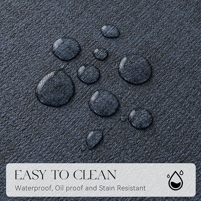 MOSAYT Placemats Set of 4, Heat Resistant Vinyl Place Mats with Coasters, 100% Waterproof Wipeable Washable Faux Leather Table Mats for Kitchen Dining Party Outdoor, 12" x 17", Navy Blue