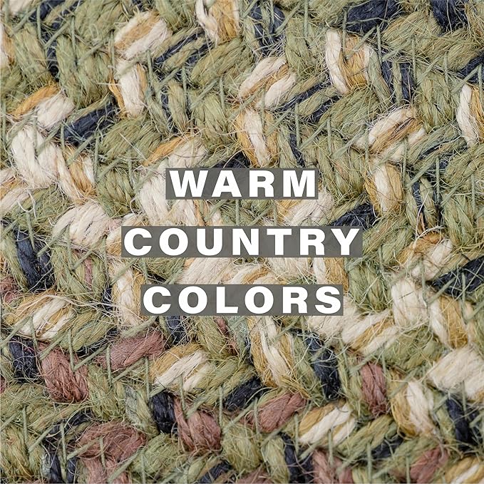 Homespice Pinecone Jute Braided Long Table Runner, Country Rustic Decor, Green Rectangle 11x36 - Rich Colors, Easy to Clean, Durable and Protects Furniture