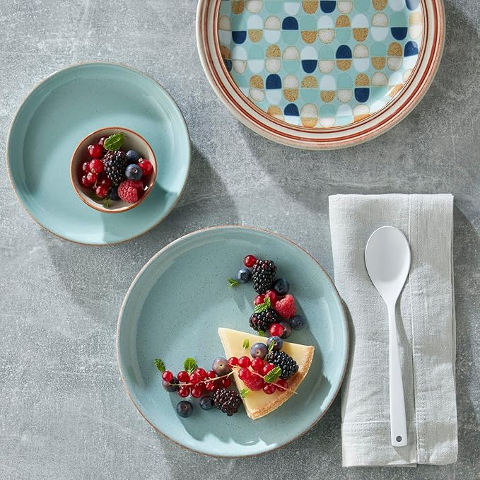 Denby - Heritage Pavillion Medium Plate - 8.25in Blue Scratch & Chip Resistant Dinner, Lunch, Salad Plate For Everyday Use - Ceramic Stoneware Tableware Dish - Dishwasher & Microwave Safe