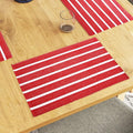 Encasa XO Dining Placemat Set of 6 | Roma Red Stripes Color | Fine Ribbed Cotton Table mat | Size 19x13 in | Machine Washable