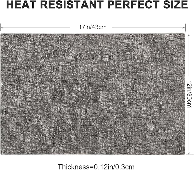 Leather Heat Resistant Placemats Set of 6 Waterproof Wipeable Washable PU Table Mats,Easy to Clean Anti-Slip Place Mats (Smokey Grey, 6)