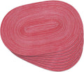 Noctiflorous Oval Braided Placemats Set of 8 Woven 12x18 Inch Non Slip Washable Heat Resistant Place Mats Tablemats for Dining Kitchen Party Daily Table Decor Dinner Mats (Raspberry Pink, 8)