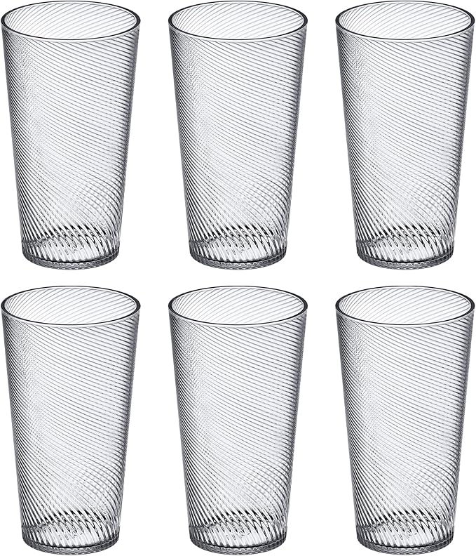 Amazing Abby - Breeze - 30-Ounce Plastic Tumblers (Set of 6), Iced-Tea Drinking Glasses, All-Clear Reusable Cups, Stackable, BPA-Free, Shatter-Proof, Dishwasher-Safe