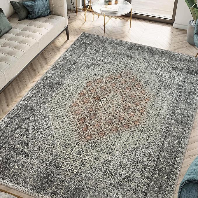 Keen Home Design 3x5 Rug - Machine Washable Entry Rug with Non-Slip Backing, Ideal for Enteryway, Kitchen, Bathroom, Laundry Room - Vintage, Easy Clean, Durable, Low Pile - (3' x 5')