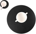 Set of 6 Faux Leather Round Placemats and Coasters, Coffee Mats Kitchen Table Mats, Waterproof, Easy to Clean for Kitchen Dining Round Table