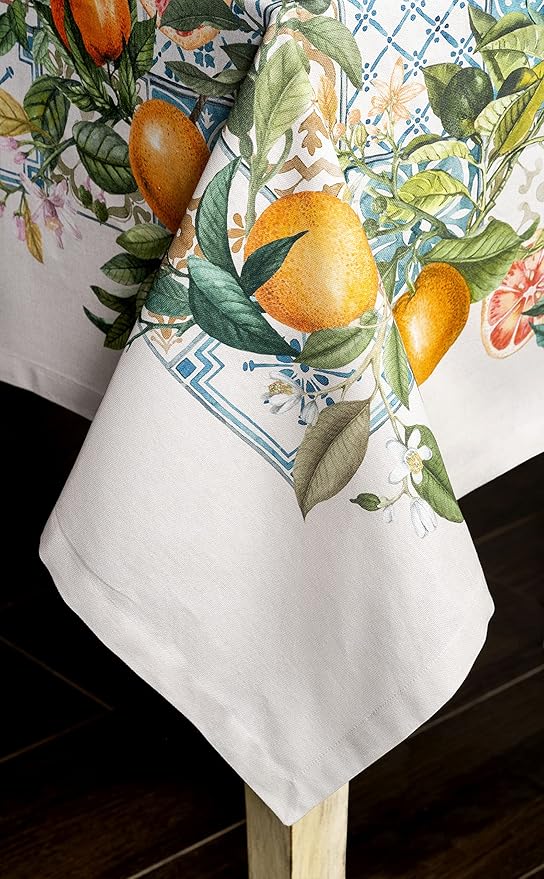 Maison d' Hermine Table Cloth Rectangle Table 100% Cotton 70 x 120 Inches Tablecloth Reusable Decorative for Dining Room Farmhouse Home Valentines Day Decorations Spring Summer - Agrume