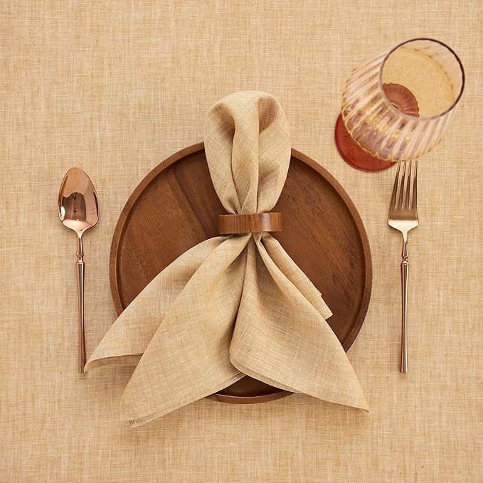 Solino Home Linen Cloth Napkins Set of 4-100% Pure Linen Golden Nugget Dinner Napkins 20 x 20 Inch for Spring, Easter - Athena, Handcrafted and Machine Washable