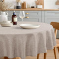 JIUZHEN Round Table Cloth Faux Linen Farmhouse Tablecloth Wrinkle and Stain Resistant Decorative Fabric Table Cover for Kitchen, Dining Room, Parties and Camping, Stone, 60 Inch Round