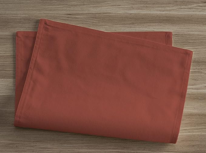 Calicot Placemats Set of 6 100% Cotton Washable Cloth Place Mats, Reusable Table Mats for Spring/Summer & Christmas Decorations Kitchen Dining Party Wedding (Burnt Sienna Brown, 13" x 19")