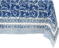 ATOSII Paradise Blue 100% Cotton Rectangle Summer Tablecloth, Handblock Floral Print Linen Table Cloth for Kitchen Dining I Parties, Weddings, Outdoors, Decor 60 X 90 Inches