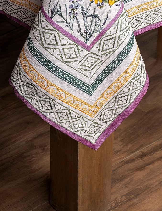 Maison d' Hermine Table Cloth Square Table 100% Cotton 60 x 60 Inches Tablecloth Reusable Decorative for Dining Room Farmhouse Home Valentines Day Decorations Spring Summer - Fanny Lavender