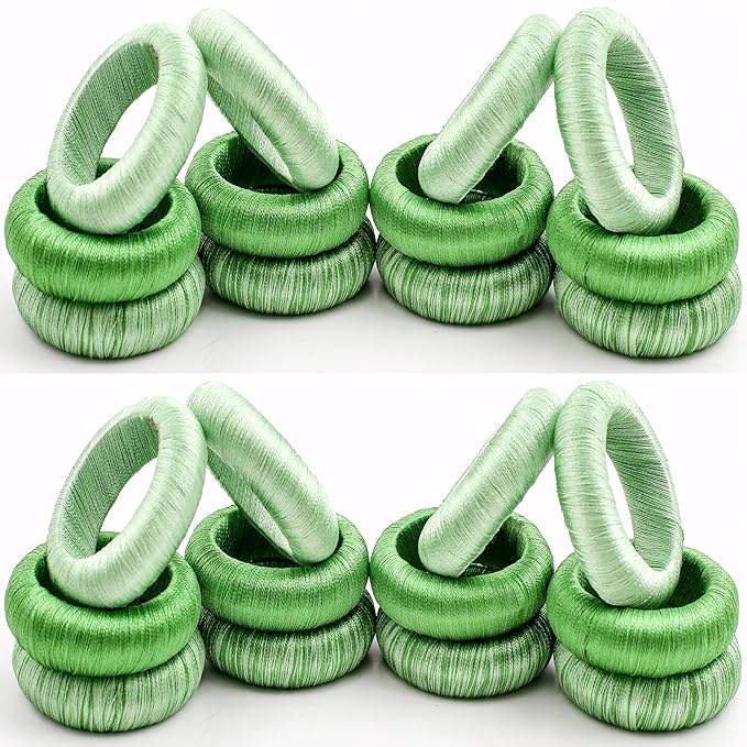 Thread Napkin Ring Set of 24 - Beautiful Elegant Fancy Decorative Napkin Holder for Dining Table Décor, Farmhouse, Wedding, Dinner, Party, Family Gathering, Easter, Everyday Use - Green Combo
