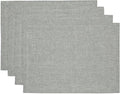 Solino Home Linen Cloth Placemats Set of 4-100% Pure Linen Chambray Grey Placemats 14 x 19 Inch - Athena