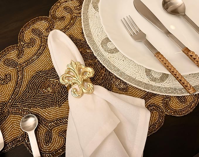 ALPHA Living HOME Napkin Rings Set of 12 - Napkins Ring for Dinning Table Rustic Dinner Tables Decoration for Wedding Receptions Christmas Thanksgiving Holiday Party Dinner Parties (Gold)