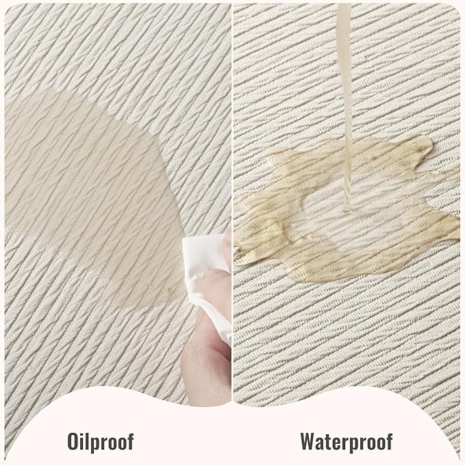Jovono Faux Leather Placemats Set of 8, Waterproof Washable Table Mats, Easy-Clean Heat Resistant Kitchen Vinyl Place Mat for Dining Table, Restaurant, Indoor, 17.8"x11.8", Ivory