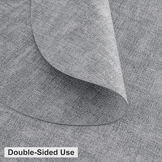 homing Round Faux Leather Placemat and Coaster 8 Packs, Washable Heat Resistant Dining Place Mats, Wipeable Double-Sided Table Mats for Indoor and Outdoor, Diameter 13 and 3.93 inch, Light Grey