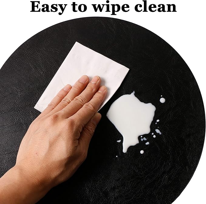 Embossed PU Leather Placemats, Waterproof Coffee Coasters, Kitchen Table Mats, Easy to Wipe Off for Dining Round Table