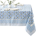 ATOSII Cotton Tablecloth Netta Blue 72" X 140" Inches
