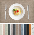FROMHEART Faux Leather Placemats Set of 8–Waterproof,Heat/Oil Stain-Resistant PU Table Mat–Reversible,Non-Slip,Easy to Clean Place Mats for Kitchen,Dining,Indoor/Outdoor,(Light Coffee,11.8" x 17")