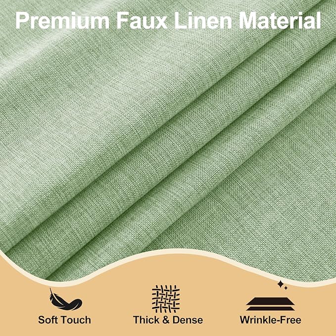 JIUZHEN Rectangle Table Cloth Faux Linen Farmhouse Tablecloth Wrinkle and Stain Resistant Decorative Fabric Table Cover for Kitchen, Dining Room, Parties and Camping, Sage Green, 54 x 120 Inch