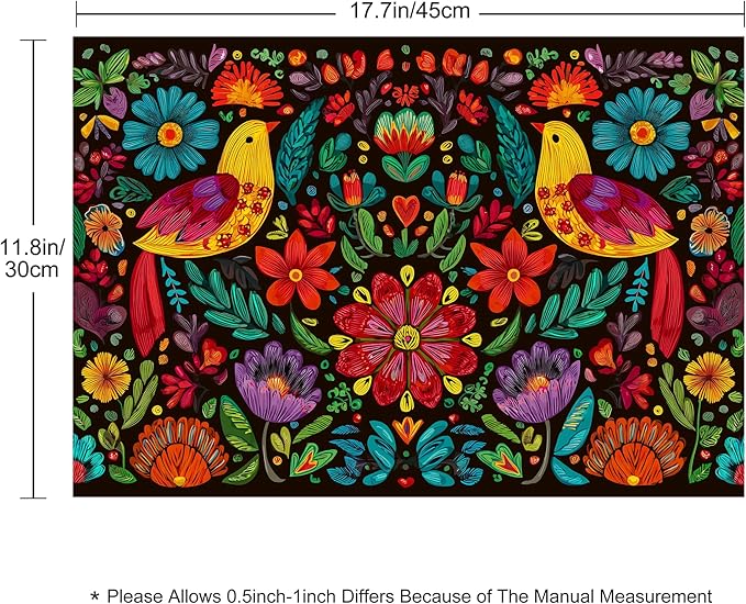 Mexican Placemats Set of 4 Washable Table Place Mats for Dining Kitchen Party Decor