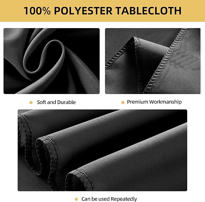 2-Pack 60x84 inch Grey Table Cloths, Solid Stain and Wrinkle Resistant Oblong Tablecloth, Premium Plain Weave Polyester Fabric Rectangle Table Linen Covers for Hotel, Banquet