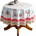 Maison d' Hermine Table Cloth Round Table 100% Cotton 69 Inches Fall Tablecloth Reusable Everyday Use for Thanksgiving Christmas Decorations Dining Farmhouse Party (Rural Christmas)