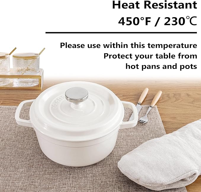 Home Brilliant Linen Placemats Set of 4 Heat Resistant Dining Table Cloth Place Mats Kitchen Table Mats Placemats Table Spring Decor, Natural Linen