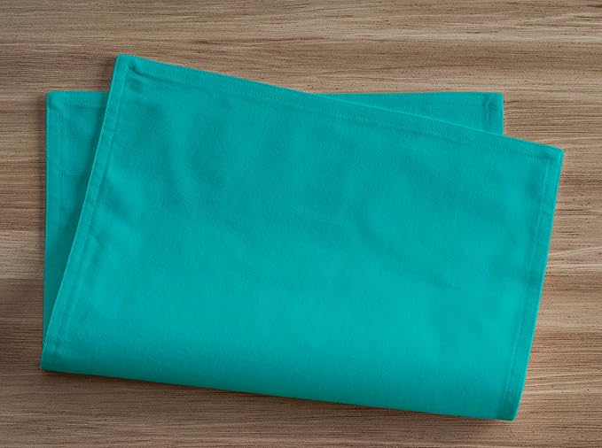 Calicot Placemats Set of 6 100% Cotton Washable Cloth Place Mats, Reusable Table Mats for Spring/Summer & Thanksgiving Christmas Decorations Kitchen Dining Party Wedding (Teal Blue, 13" x 19")