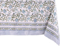 ATOSII Mahoka Blue 100% Cotton Rectangle Spring Tablecloth, Handblock Floral Linen Table Cloth for Kitchen Dining Table I Parties Weddings Outdoors Easter Home Decor 72 X 140 Inches I 12 Seater