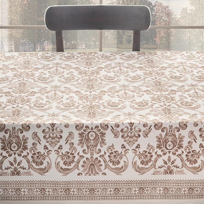 Maison d' Hermine Table Cloth Rectangle Table 100% Cotton 60 x 90 Inches Fall Tablecloth Reusable Everyday Use for Thanksgiving Christmas Decorations Dining Farmhouse Party (Allure)