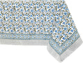 ATOSII Lake Como 100% Cotton Rectangle Fall Tablecloth, Handblock Floral Linen Table Cloth for Kitchen Dining Table I Parties Weddings Outdoors Easter Picnic I 60 X 90 Inches I 6 Seater