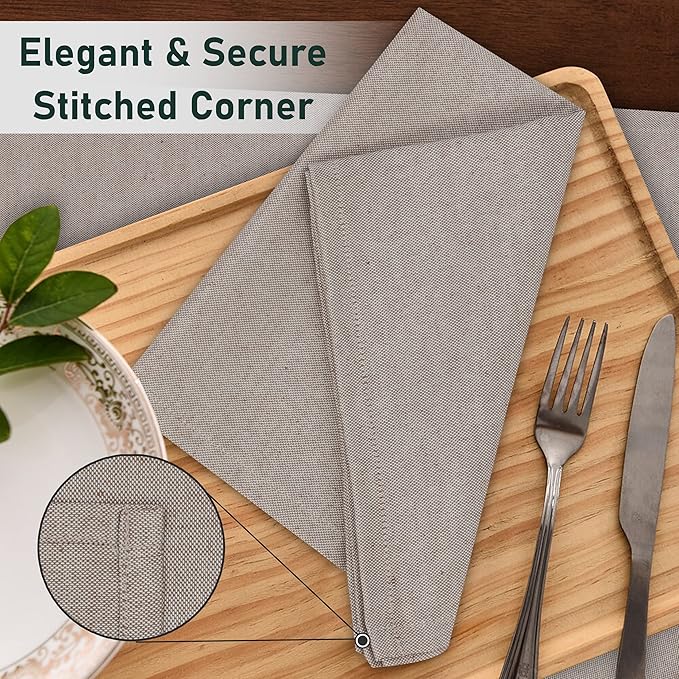 Ruvanti Cloth Napkins Set of 12, 18x18 Reusable Napkins Cloth Washable, Soft & Durable Table Napkin, Poly Cotton Fabric Dinner Napkins for Parties, Christmas, Thanksgiving, Weddings - Thunder