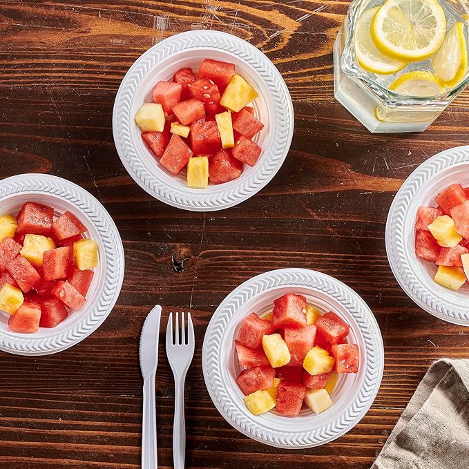 PLASTICPRO 800 PCS White Plastic Soup Bowls 12 oz Premium Quality Light Weight Dishes Disposable Plastic Bowls for Parties Weddings