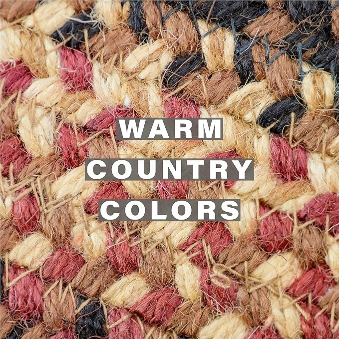 Homespice Prescott Jute Braided Coasters 4", Warm Primitive Decor, Set of 6, Black and Red - Durable, Absorbs Moisture, Easy to Clean and Protects Furniture