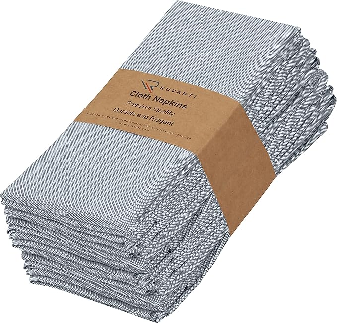 Ruvanti Cloth Napkins Set of 12, 18x18 Reusable Napkins Cloth Washable, Soft & Durable Table Napkin, Poly Cotton Fabric Dinner Napkins for Parties, Christmas, Thanksgiving, Weddings - Grape