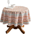 Maison d' Hermine Table Cloth Round Table 100% Cotton 69 Inches Fall Tablecloth Reusable Everyday Use for Thanksgiving Christmas Decorations Dining Farmhouse Party (Nila)